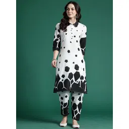 Indo Era Geometric Printed Regular Pure Cotton Kurta with Palazzos-picture-33