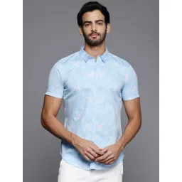 Indo Era Light Blue Regular Fit Printed Shirt-picture-21