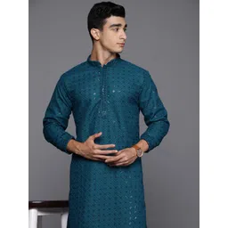 Indo Era Men Floral Embroidered Sequinned Kurta image 1