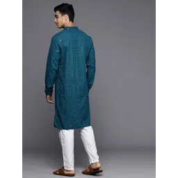 Indo Era Men Floral Embroidered Sequinned Kurta image 4