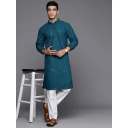 Indo Era Men Floral Embroidered Sequinned Kurta image 5