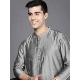 Indo Era Men Grey Thread Work Kurta-picture-33