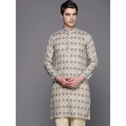 Indo Era Men Multicoloured Ethnic Motifs Printed Thread Work Indie Prints Kurta-picture-16
