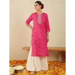 Indo Era Pink Cotton Printed Kurti-picture-46
