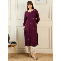 Indo Era Purple Embroidered Straight Kurta-picture-19