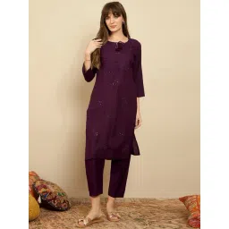 Indo Era Purple Embroidered Straight Kurta-picture-38