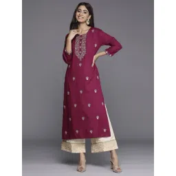 Indo Era Purple Embroidered Straight Kurta-picture-10