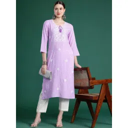 Indo Era Purple Embroidered Straight Kurta image 4