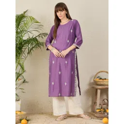 Indo Era Purple Regular Fit Embroidered Kurta-picture-37