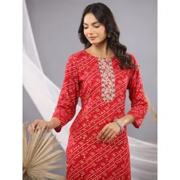 Indo Era Red Regular Fit Printed Kurta-picture-13