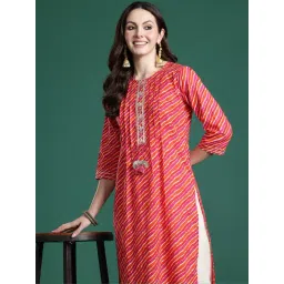 Indo Era Red Regular Fit Printed Kurta-picture-15