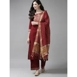 Indo Era Red Woven Pattern Dupatta-picture-15