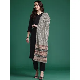 Indo Era Solid Regular Kurta with Trousers & Dupatta-picture-16