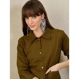 Indo Era Thread Work Pure Cotton Kurta With Palazzos-picture-14