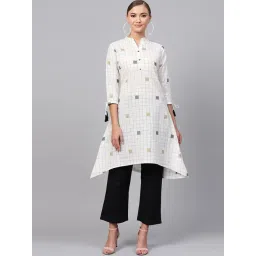 Indo Era White Cotton Printed A Line Kurti-picture-28