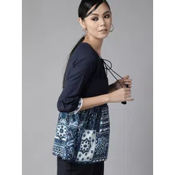 Indo Era Woman Navy Blue Geometric Printed Kurti-picture-38