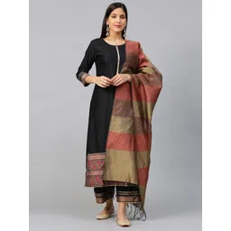 indo era Women Cotton Silk Kurta Palazzo Dupatta Set-picture-13