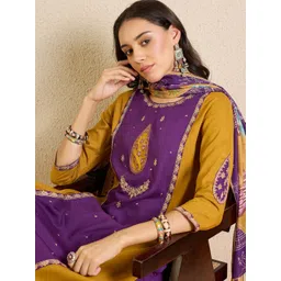 Indo Era Women Ethnic Motifs Colourblocked Regular Thread Work Kurta with Patiala & With Dupatta-picture-36