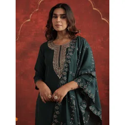 Indo Era Women Ethnic Motifs Embroidered Kurta with Trousers & Dupatta-picture-31