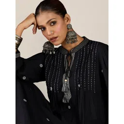 Indo Era Women Ethnic Motifs Embroidered Panelled Thread Work Kurta with Trousers-picture-31