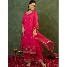 Indo Era Women Ethnic Motifs Embroidered Regular Thread Work Kurta with Trousers & With Dupatta-picture-22