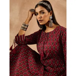 Indo Era Women Ethnic Motifs Printed Regular Pure Cotton Kurta with Palazzos-picture-17