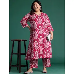 Indo Era Women Ethnic Motifs Printed Regular Pure Cotton Kurta with Palazzos-picture-23