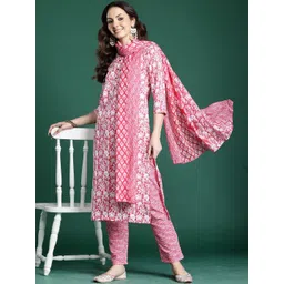 Indo Era Women Ethnic Motifs Printed Regular Pure Cotton Kurta with Trousers & With Dupatta-picture-21