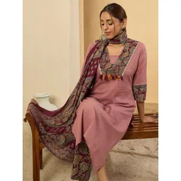 Indo Era Women Ethnic Motifs Regular Gotta Patti Pure Cotton Kurta with Trousers & With Dupatta-picture-35