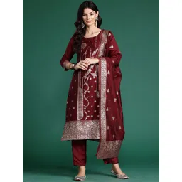 Indo Era Women Ethnic Motifs Regular Kurta with Trousers & With Dupatta-picture-10