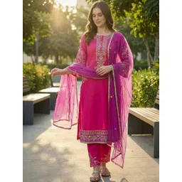 Indo Era Women Ethnic Motifs Regular Kurta with Trousers & With Dupatta-picture-39