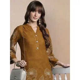 Indo Era Women Floral Embroidered Regular Thread Work Pure Cotton Kurta with Trousers-picture-36