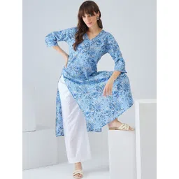 Indo Era Women Floral Printed Sequinned Floral Kurta-picture-12