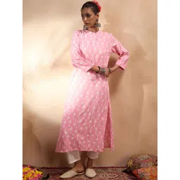 Indo Era Women Geometric Printed Pastels Kurta-picture-19