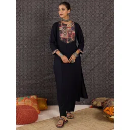 Indo Era Women Geometric Printed Patchwork Kurta-picture-24