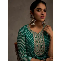 Indo Era Women Leheriya Printed Screen Print Festive Straight Kurta-picture-29