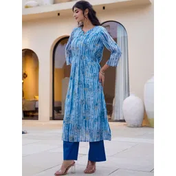 Indo Era Women Printed Pleated Pure Cotton Kurta with Trousers-picture-38