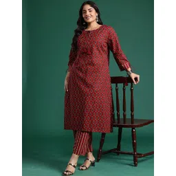 Indo Era Women Printed Regular Pure Cotton Kurta with Palazzos-picture-10