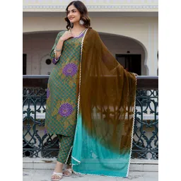 Indo Era Women Printed Regular Pure Cotton Kurta with Trousers & With Dupatta-picture-23