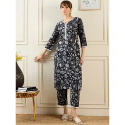 Indo Era Women Printed Top With Trouser Co-Ords-picture-20