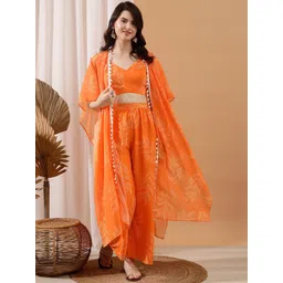 indo street Printed Top & Palazzo With Shrug Co-Ords-picture-19