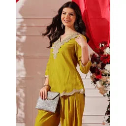 indo street Women Solid Kurti with Dhoti Pants-picture-20