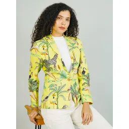 INDOPHILIA Printed Pure Cotton Single Breasted Blazer-picture-34