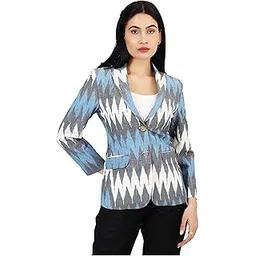 indophilia Womens Ikat Multicolored Cotton Blazer-picture-34