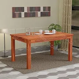 Indoplaza Sheesham Wood CNC 6 Seater Dining Table Only for Dining Room Sets | Wooden Dinner 6 Seater Table Without Chair for Home & Restaurant | Dinner Table for Living Room (Honey Finish)-picture-20