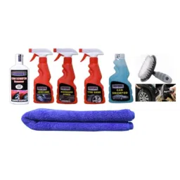 Indopower Ff1064 Car Shampoo , Leather Shiner Spray , Dashboard Shiner Spray, TyreShiner Spray, 1Pc Car Cloth, Scratch Remover, All Tyre Cleaning Brush Kit, AHh1068-picture-11