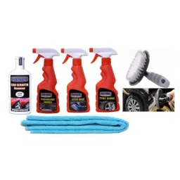 Indopower Ff1065 1Pc Car Microfiber Cloth, Leather Shiner Spray, Dashboard Shiner Spray, TyreShiner Spray, Scratch Remover , All Tyre Cleaning Brush Kit, AHh1069-picture-17