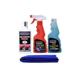 Indopower Ff746 250ml Leather Shiner Spray, 250ml Car Shampoo, 100g Scratch Remover &a; Blue Microfiber Cloth Kit, AHh748-picture-27