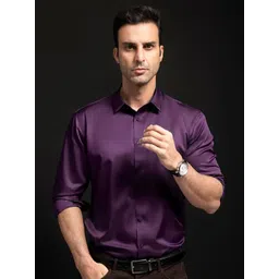 INDOPRIMO Men Solid Spread Collar Satin Formal Shirt-picture-40