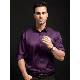 INDOPRIMO Men Solid Spread Collar Satin Formal Shirt-picture-38